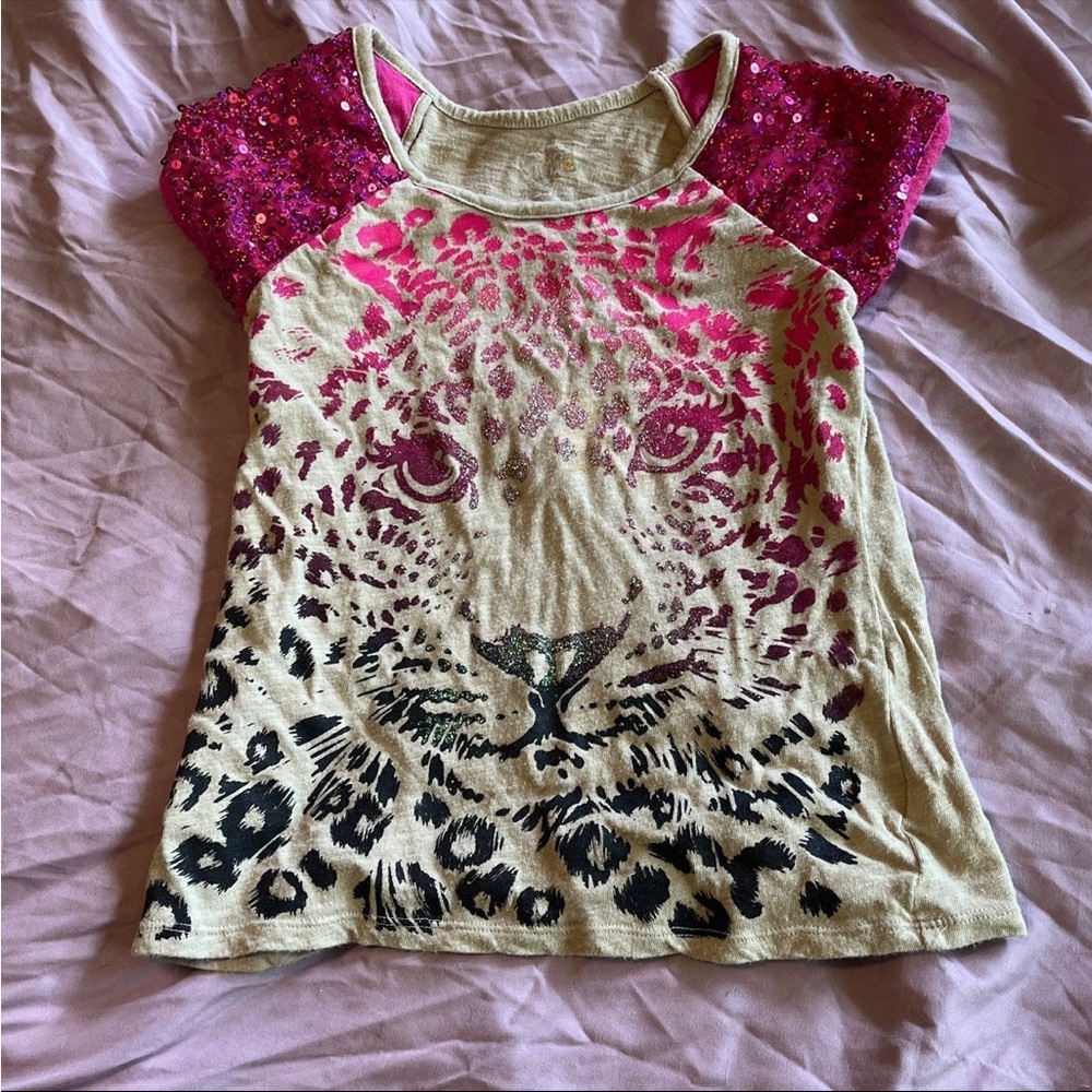Girl sparkle cat shirt